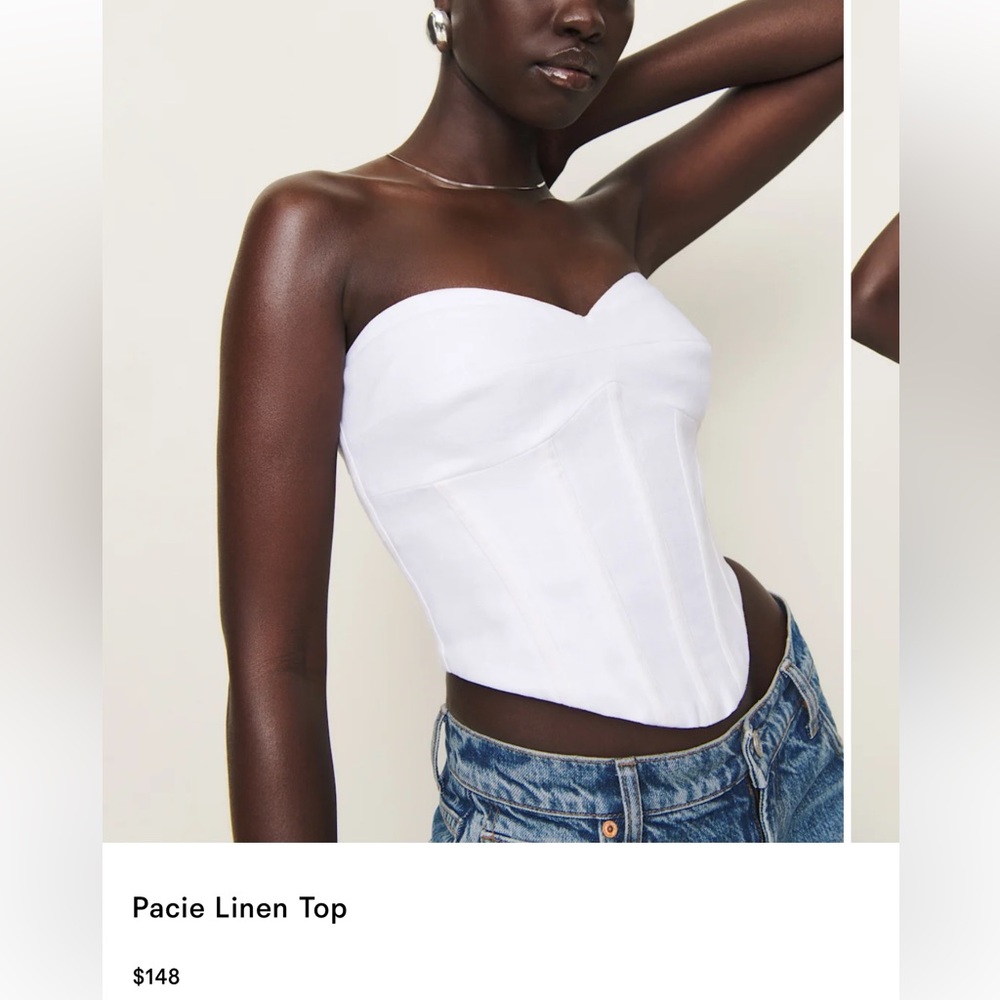 Reformation White Strapless Corset Top